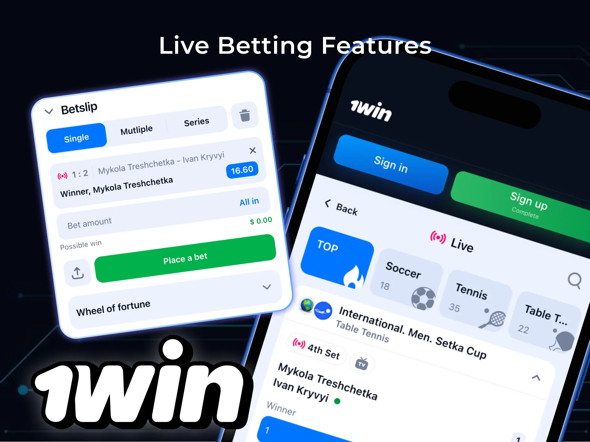 The wowbet app offers a live sports betting feature.