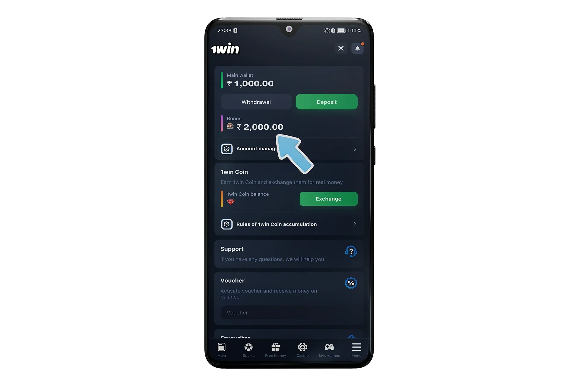 Check that the wowbet bonus has been credited to your account.
