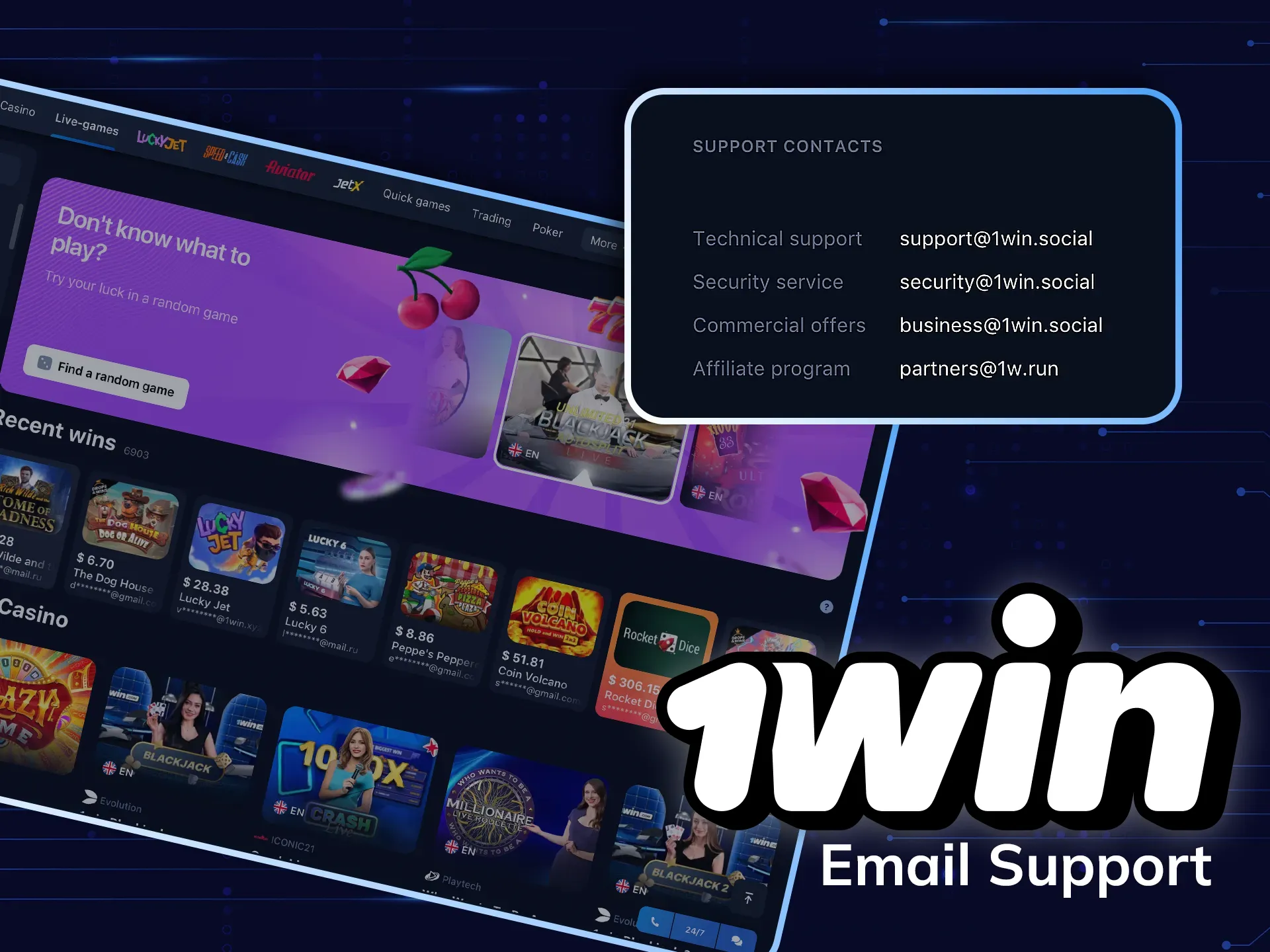 Learn how to get support from wowbet via email.