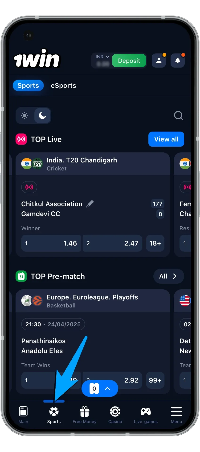 Simple steps to navigate to the desired section in the wowbet casino.