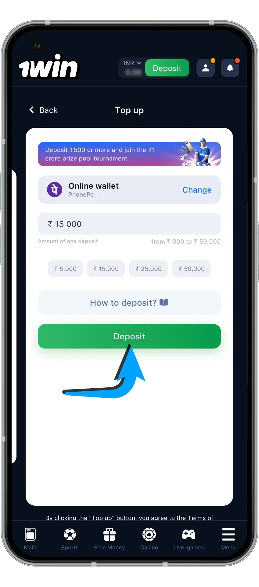 Find out how to complete a deposit at wowbet casino.