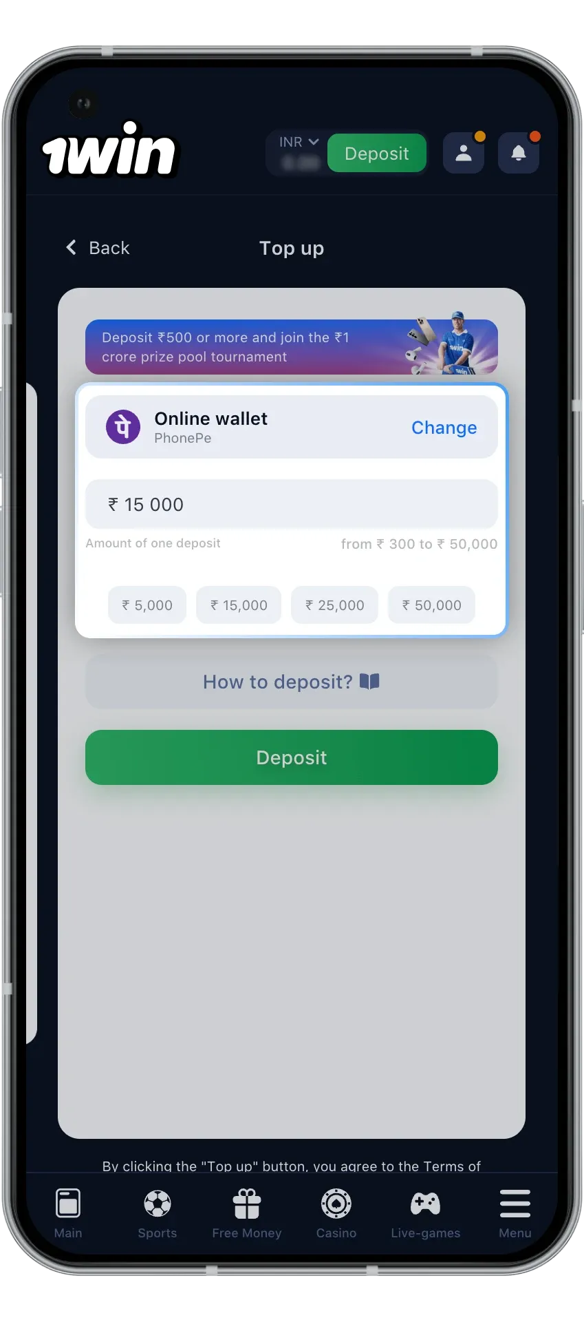 Explore how to enter deposit details at wowbet casino.