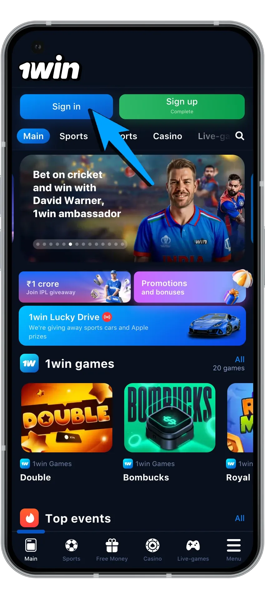 Easy steps to find the sign-in button at wowbet casino.