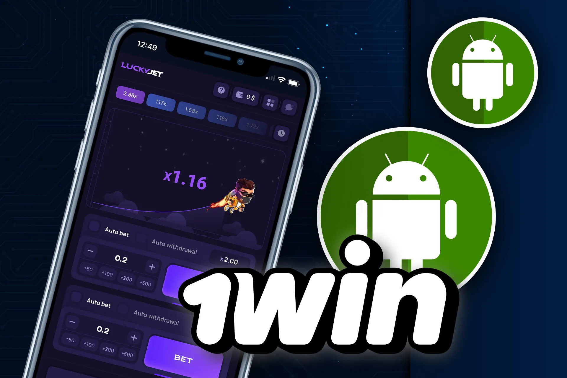 Download the wowbet app on your Android device to play Lucky Jet.