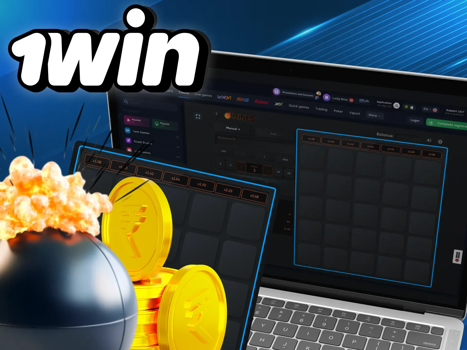 Play and win mines games at the wowbet online casino.