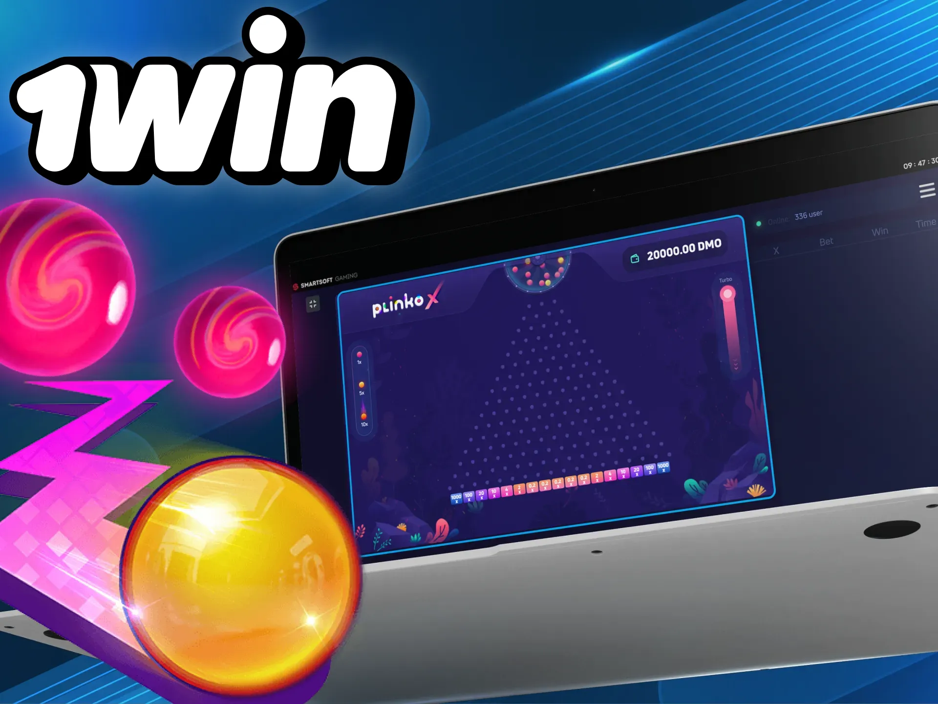Place bets in the plinko game to win at the wowbet online casino.