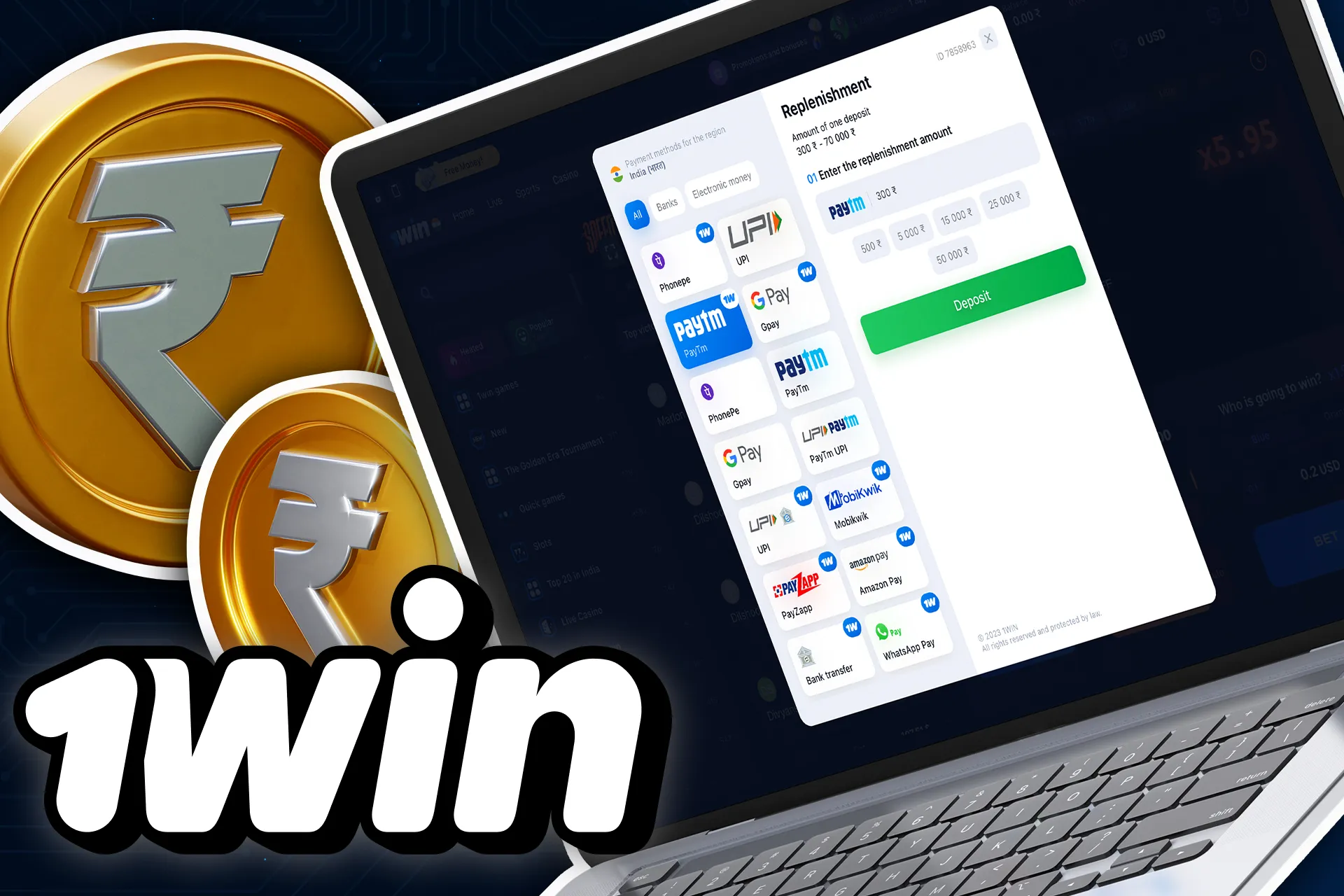 Go to the wowbet cashier to top up your account.